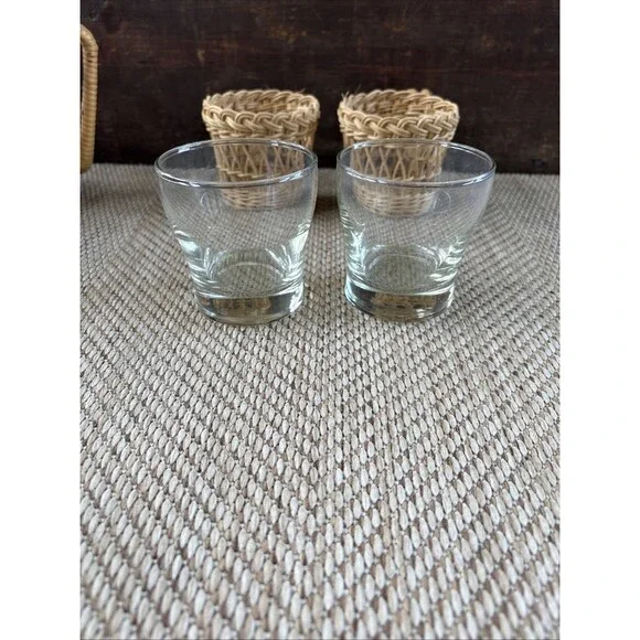 Vintage Wicker Set Picture And Glasses - Picture 8 of 8